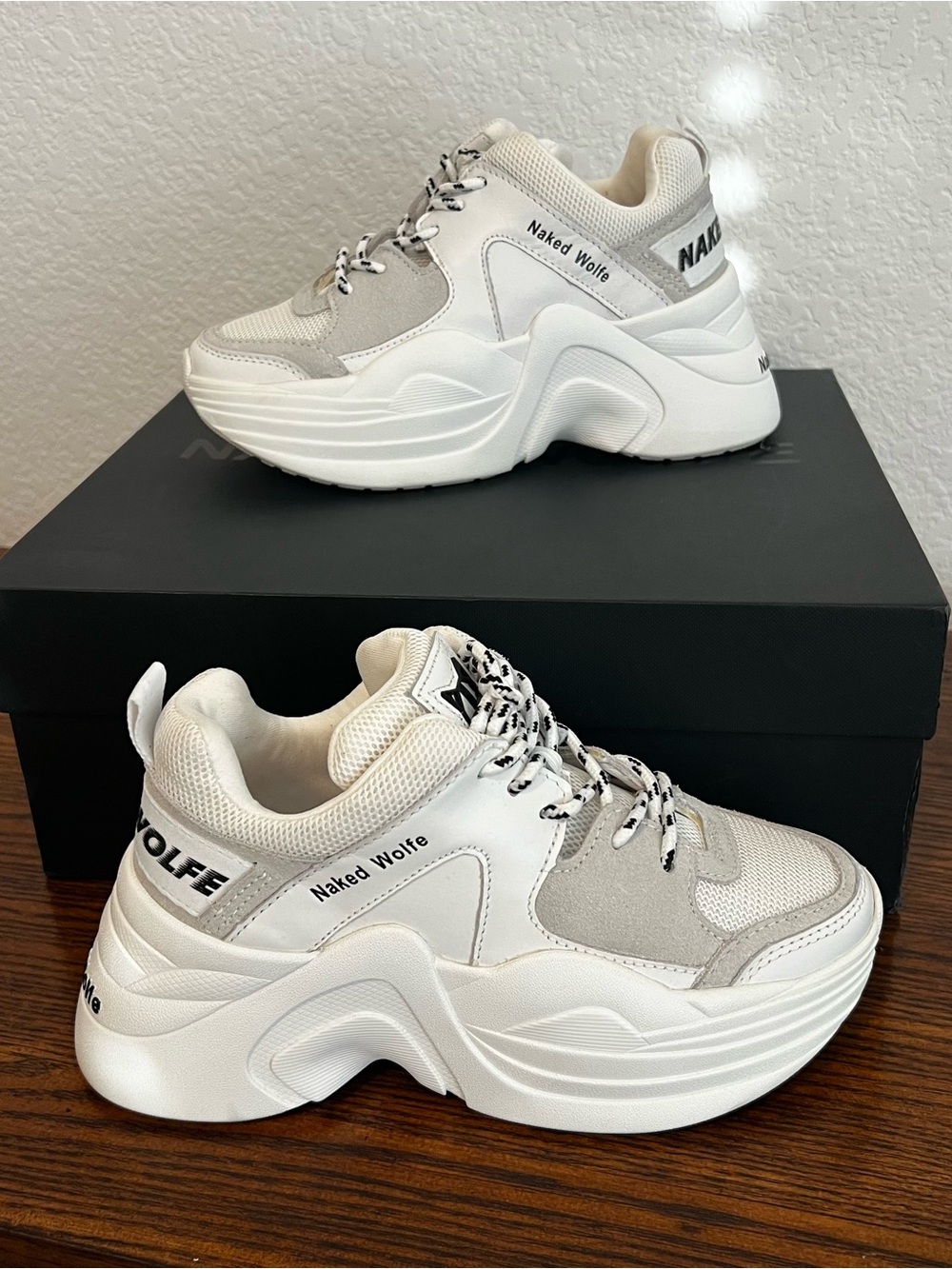 Naked Wolfe Track White Chunky Platform Sneakers US 5 EU 35